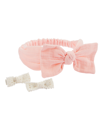 Baby 3-Pack Hair Clips & Headwrap Set, 