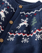 Baby Organic Cotton Fair Isle Sweater Knit Jumpsuit, image 2 of 4 slides