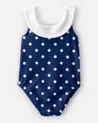 Baby Girl Polka Dot 1-Piece Swimsuit - Navy, image 3 of 5 slides