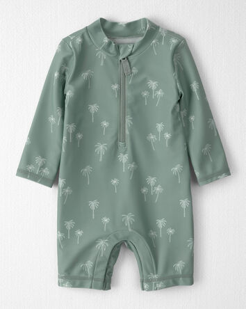 Baby Boy Recycled Long-Sleeve Romper in Palm Tree Print, 