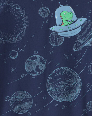 Tout-petit gar&ccedil;on - T-shirt &agrave; imprim&eacute; dinosaure de l&rsquo;espace - Bleu marine, 