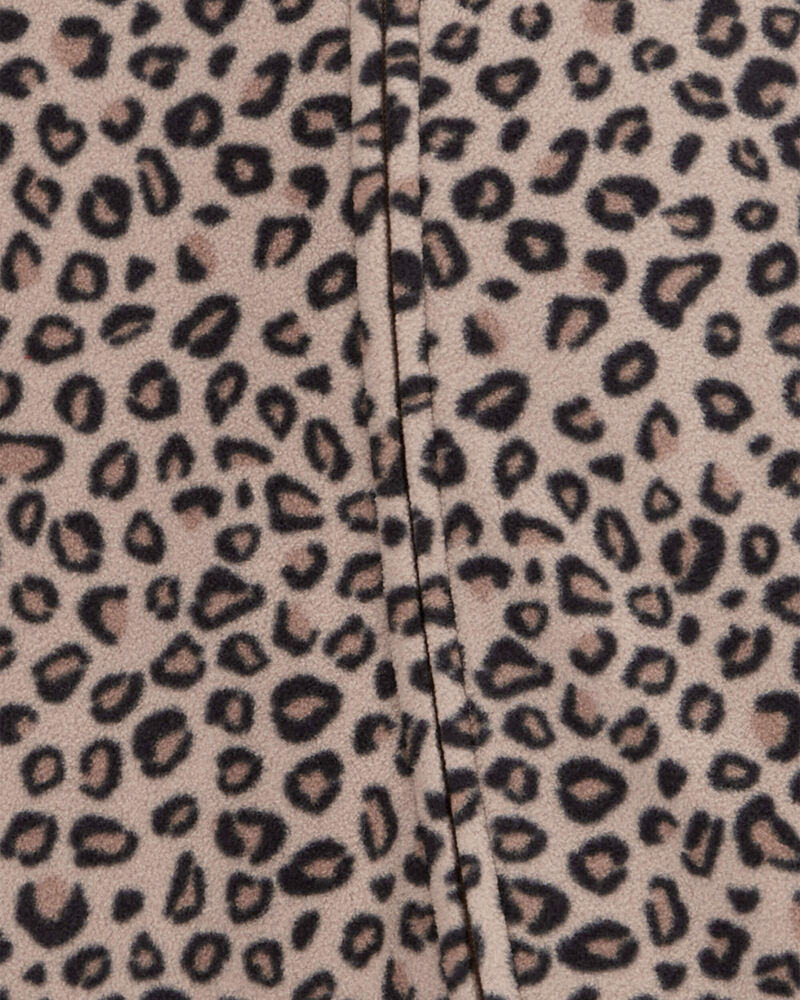 Baby Girl Leopard Print Loose Fit Long-Sleeve 2-Way Zip Sleeper - Brown, image 2 of 3 slides