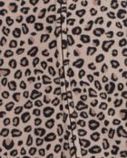 Baby Girl Leopard Print Loose Fit Long-Sleeve 2-Way Zip Sleeper - Brown, image 2 of 3 slides