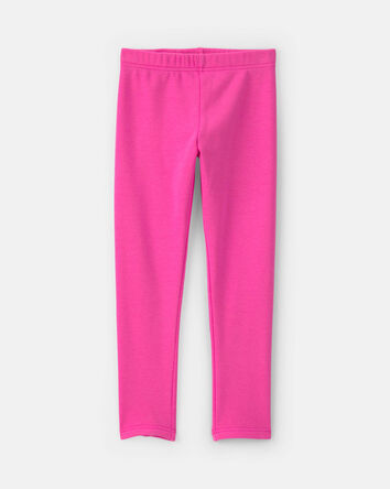 Girls Fleece Pull-On Stretch Leggings - Pink, 