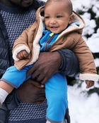 Baby Boy Colour Block Fleece Long-Sleeve Jumpsuit - Blue, image 2 of 4 slides