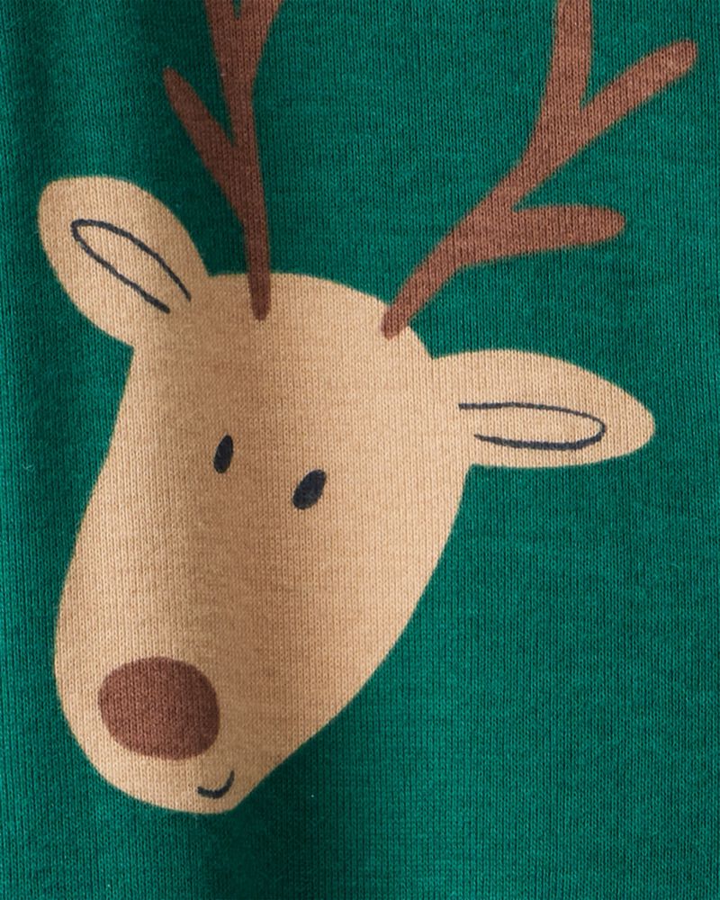Baby Reindeer 100% Cotton Snug Fit 2-Way Zip Sleeper - Green, image 4 of 5 slides