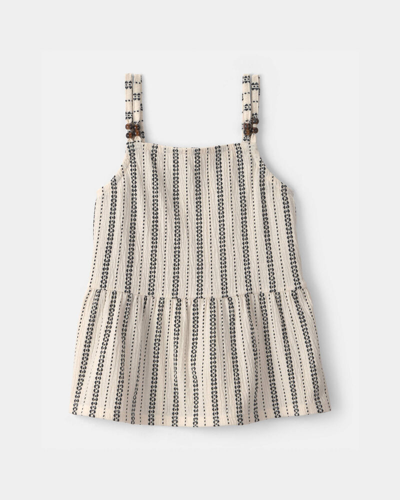 Girls Striped Tank Top - Black/Ivory, image 1 of 3 slides