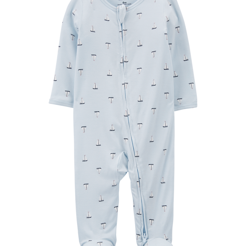 Carter s Baby Girls Sailboat Zip Up PurelySoft Sleep Play Pajamas 6M Blue