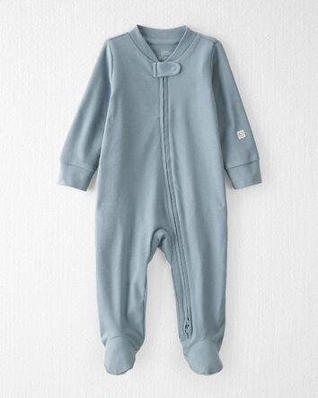 Baby Organic Cotton Sleeper Pyjamas in Blue, 