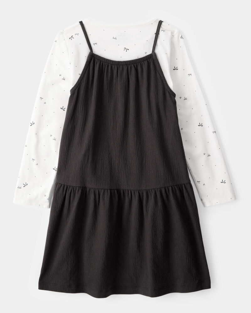 Kid 2-Piece Bow Print Tee & Tank Dress Set, image 2 of 7 slides