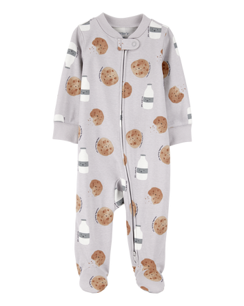 Baby Milk & Cookies 2-Way Zip Cotton Sleeper, 
