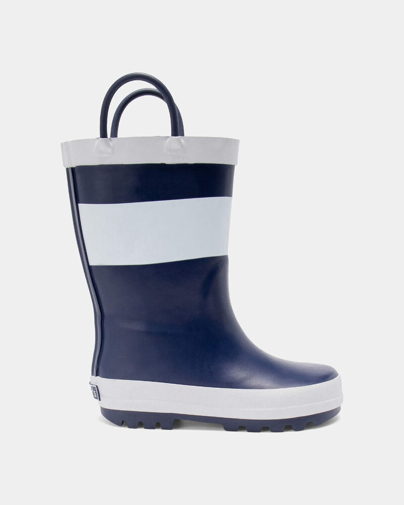Toddler Boy Striped Rain Boots - Navy/White, image 2 of 6 slides