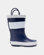 Toddler Boy Striped Rain Boots - Navy/White, image 2 of 6 slides
