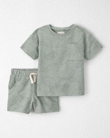 Tout-petit gar&ccedil;on - Ensemble 2 pi&egrave;ces short avec coton biologique, terre de Sienne, 
