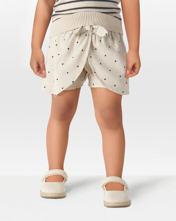 Tout-petit Jupe-short en imitation de lin à fleurs - Havane, 