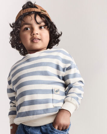 Toddler Striped Otter Sweatshirt™ with Pockets - Blue/Cream, 