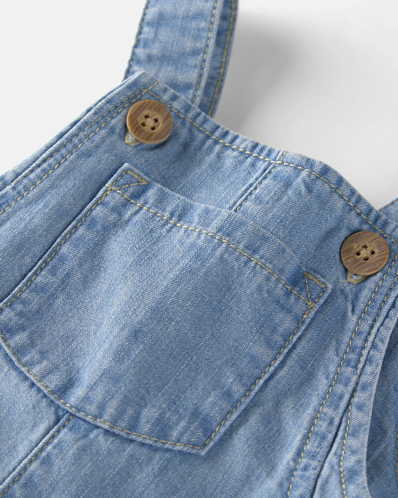 B&eacute;b&eacute; - Salopette courte en chambray de coton biologique, image 4 sur 5 diapositives