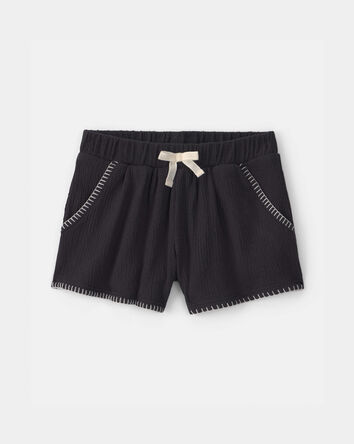 Tout-petit fille - Short en tissu froiss&eacute; - Noir, 