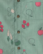 Tout-petit gar&ccedil;on - Chemise boutonn&eacute;e manches courtes &agrave; motif de fruits et l&eacute;gumes - Vert, image 2 sur 2 diapositives