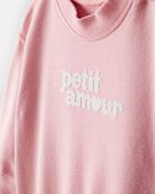 Baby Girl Petit Amour' Cotton Long-Sleeve Jumpsuit - Pink, image 2 of 4 slides