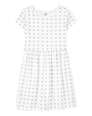 Kid Floral Short-Sleeve Dress- Ivory, 
