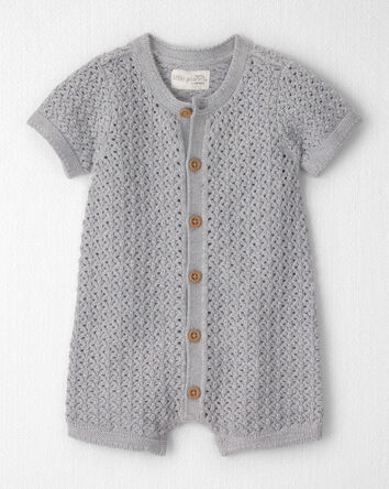 Baby Short-Sleeve Romper in Grey, 