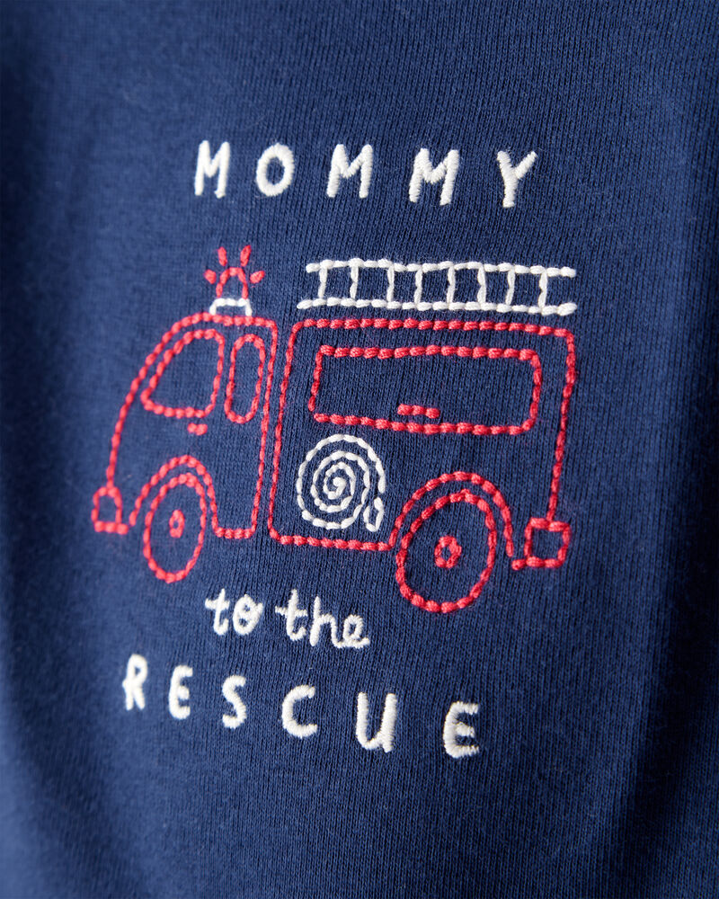 Baby Boy 2-Piece Firetruck Print Long-Sleeve Tee & Pant Set - Blue/Grey, image 3 of 6 slides