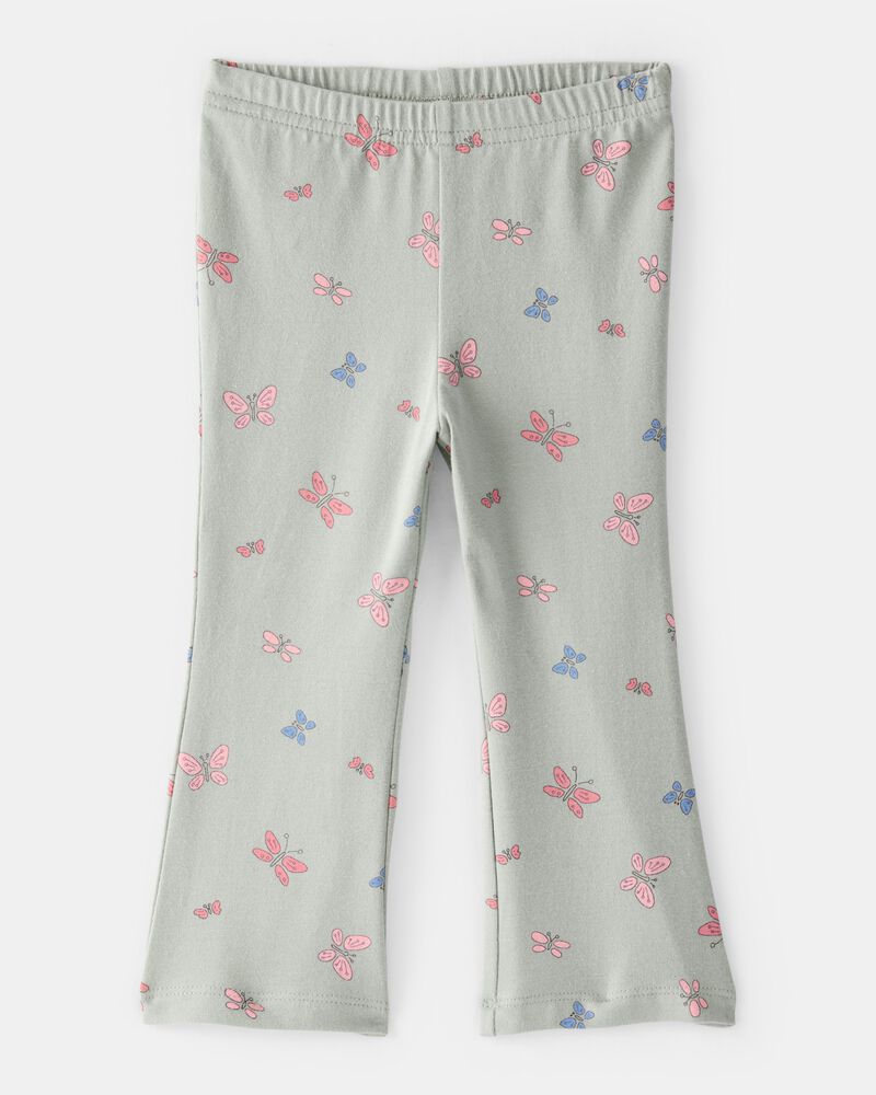 Baby Girl Butterfly Flare Pull-On Stretch Leggings - Green, image 1 of 4 slides