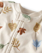 Baby Organic Cotton Sleep & Play Pyjamas in Autumn Leaves Print, image 2 of 5 slides