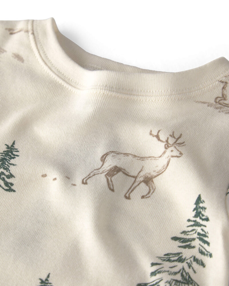 Jeune - Pyjama 2 pi&egrave;ces en coton biologique au motif For&ecirc;t de rennes, image 2 sur 3 diapositives
