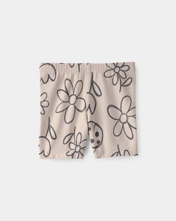 Baby Girl Floral Ladybug Bike Shorts - Brown, 