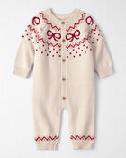 B&eacute;b&eacute; fille - Combinaison en tricot de coton biologique motif jacquard, image 1 sur 4 diapositives