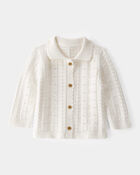 Baby Pointelle Button-Down Cardigan - Ivory, image 1 of 3 slides