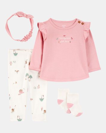 Baby 4-Piece Barn Print Outfit Set, 