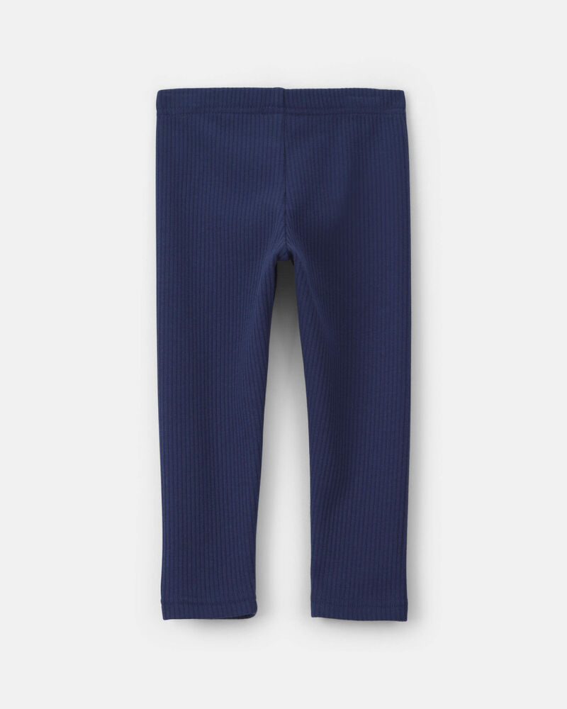Toddler Girl Fleece Pull-On Stretch Leggings - Navy Blue, image 2 of 4 slides