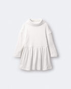 Toddler Girl Turtleneck Sweater Dress - Cream, image 2 of 6 slides