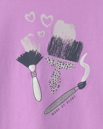 Girls 'Work of Heart' Paintbrush Long-Sleeve Graphic Tee - Purple, 
