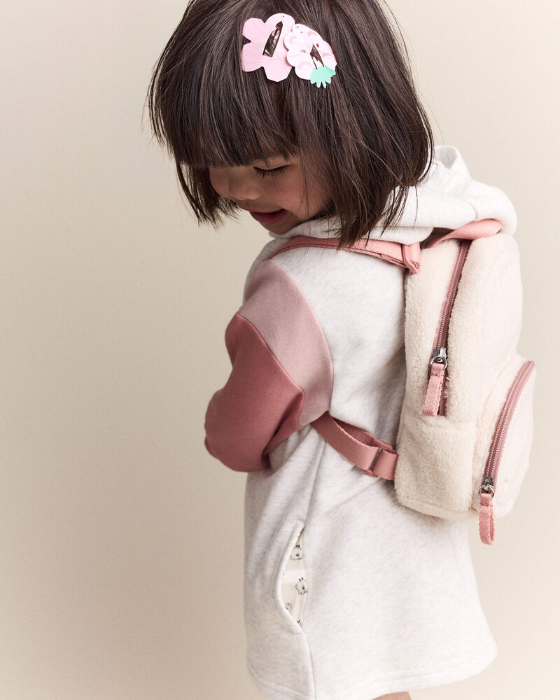 Toddler Girl Colourblock Long-Sleeve Hooded Sweatshirt Dress - Light Heather Grey, image 2 of 7 slides