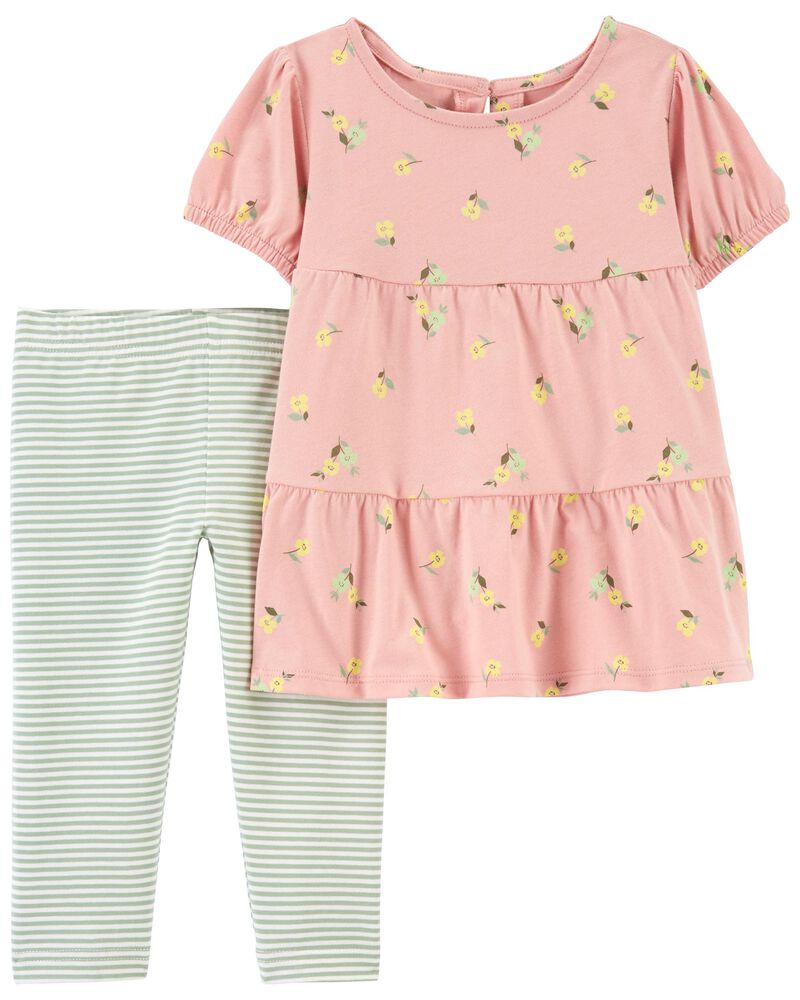 2-Piece Floral Tiered Top & Legging Set, image 1 of 2 slides