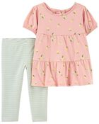 2-Piece Floral Tiered Top & Legging Set, image 1 of 2 slides