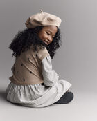 Toddler Girl Beret with Face Graphic - Tan, image 3 of 7 slides