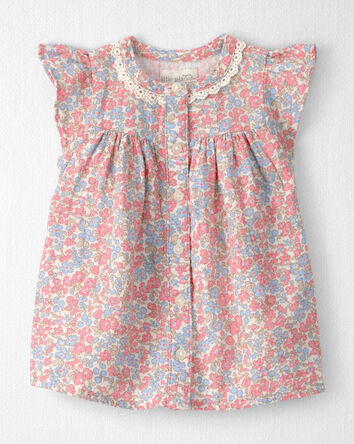 B&eacute;b&eacute; fille - Robe en gaze de coton biologique &agrave; motif fleuri printanier, 