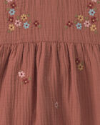 B&eacute;b&eacute; fille - Robe brod&eacute; en gaze de coton biologique, image 5 sur 5 diapositives