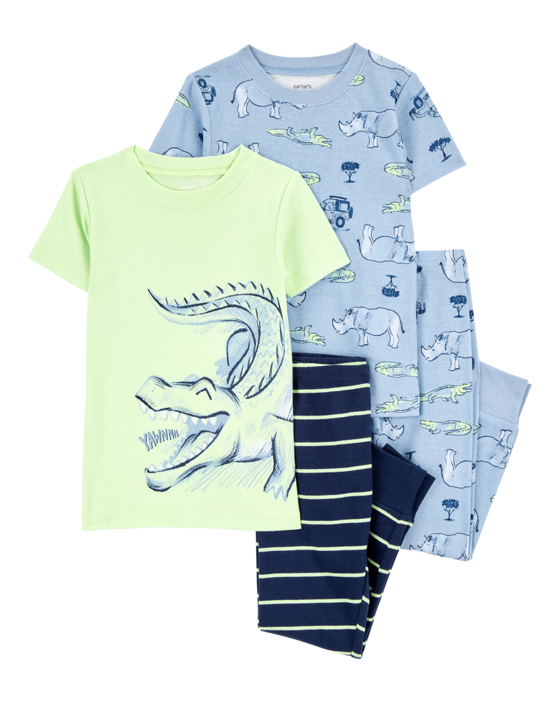 Toddler 4-Piece Alligator Cotton Pyjamas, image 1 of 4 slides