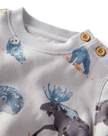 Bébé Ensemble 2 fabriqué à partir de molleton de coton biologique à motif de forêt nocturne, 