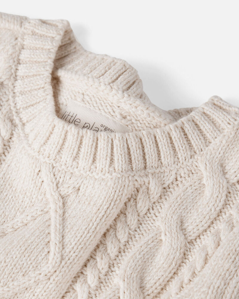 Baby Organic Cotton Cable Knit Sweater, image 3 of 4 slides
