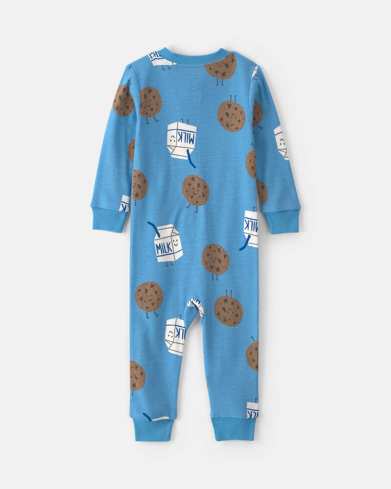 Baby Boy 1-Piece Milk & Cookies Snug Fit Pyjama - Blue, image 2 of 5 slides