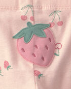 Baby Girl 3-Piece Strawberry Bodysuit & Pant Set - Pink, image 4 of 5 slides