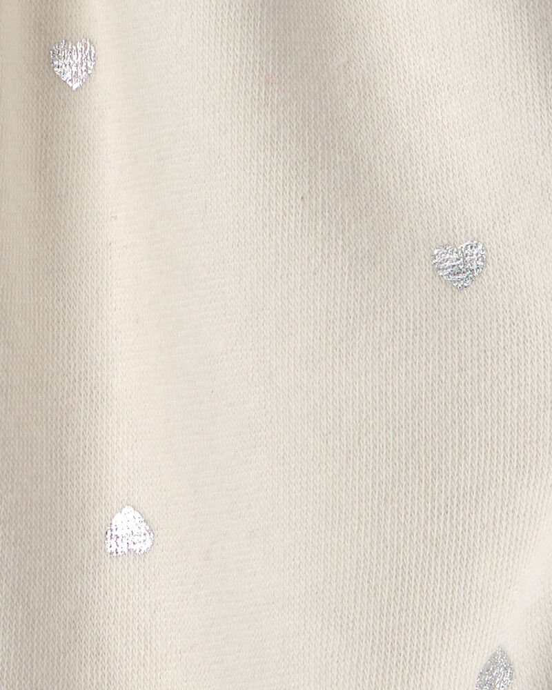 Baby Girl Metallic Heart Fleece Pants - Cream, image 3 of 4 slides