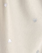 Baby Girl Metallic Heart Fleece Pants - Cream, image 3 of 4 slides